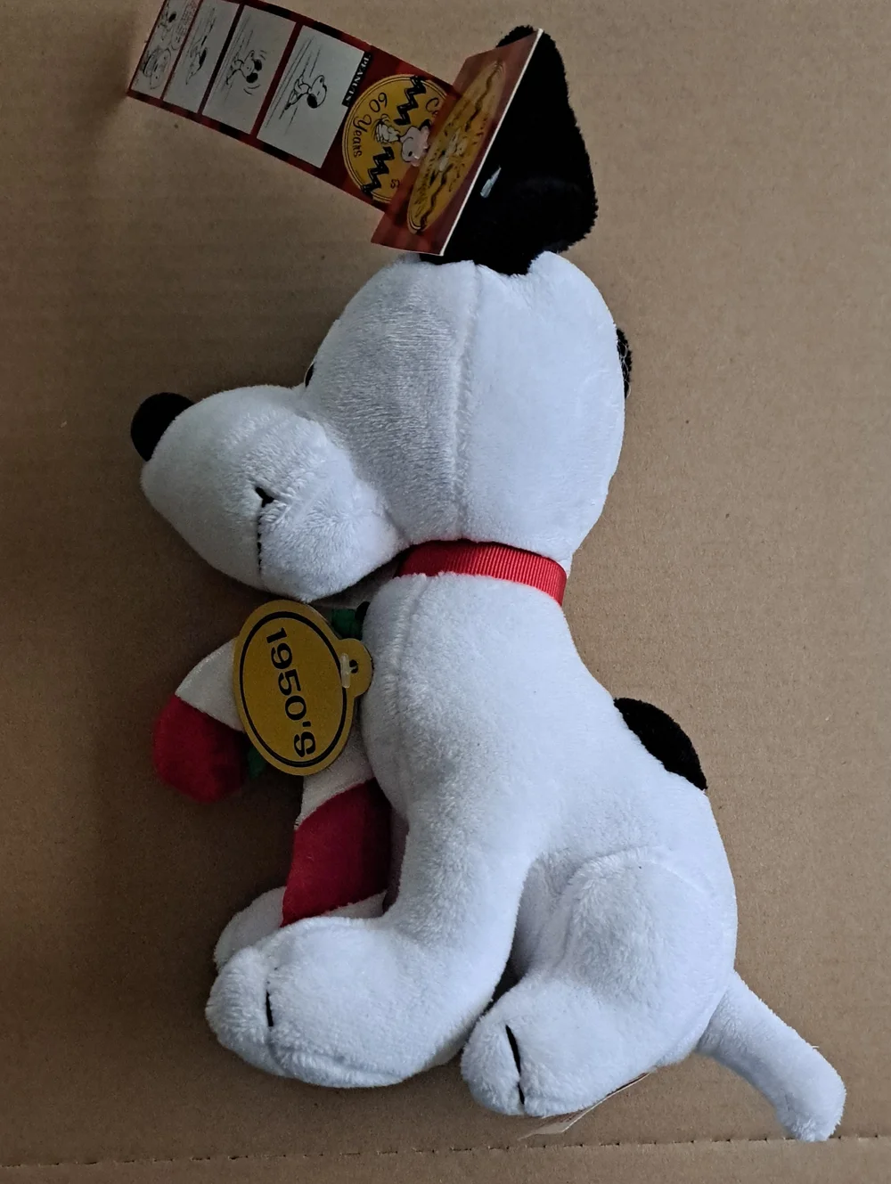 Vintage Peanuts Dundee Style Plush Toy with Red Collar - 1950's Theme
